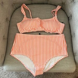 J Crew pink seersucker bikini, NWT